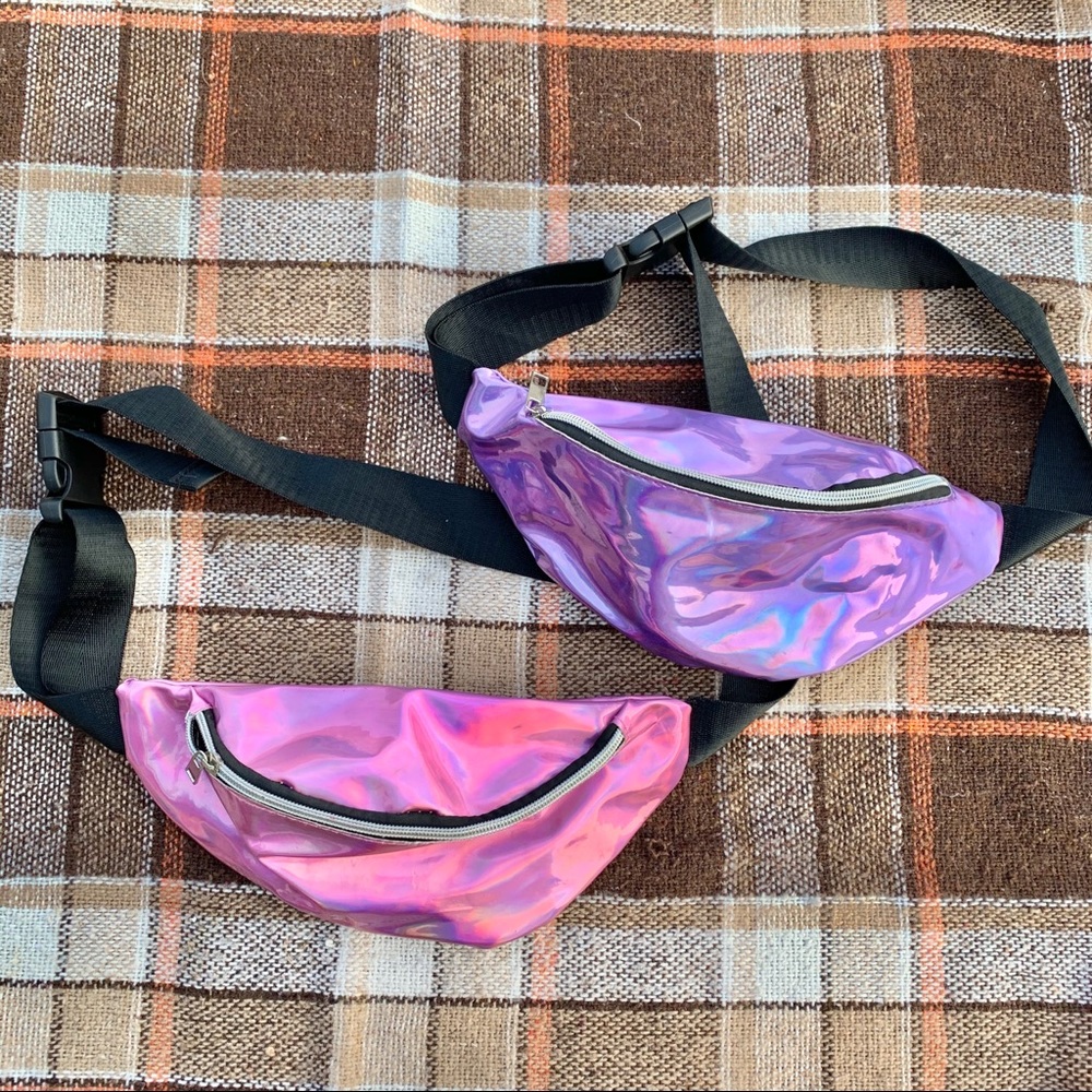 Iridescent bestie bum bags pink and purple